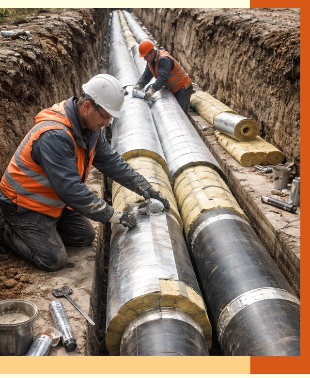 Утепление теплотрассы в Анжере-Судженске от 4616 руб./м2 — ппу и комплексная изоляция | ТепломастерНжр